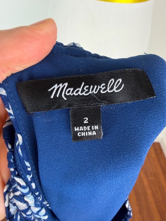 Madewell Smocked Halter Midi Dress Blue Floral Size 2 - Picture 7 of 9